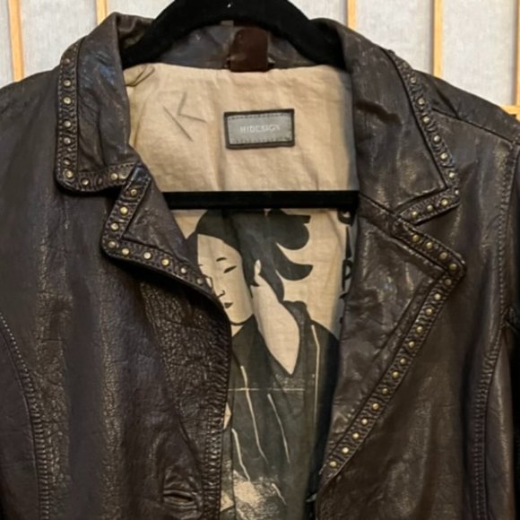 Women's Small Brown Leather with Copper Rivets Jacket by Hidesign - Picture 8 of 9